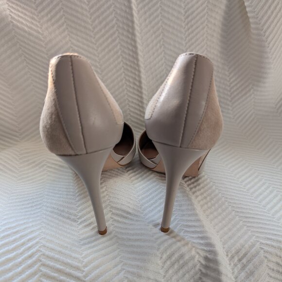 Reiss August Point Toe Court Shoes Leather & Suede Neutral Nude Size 40 Size 9.5 - Picture 5 of 8